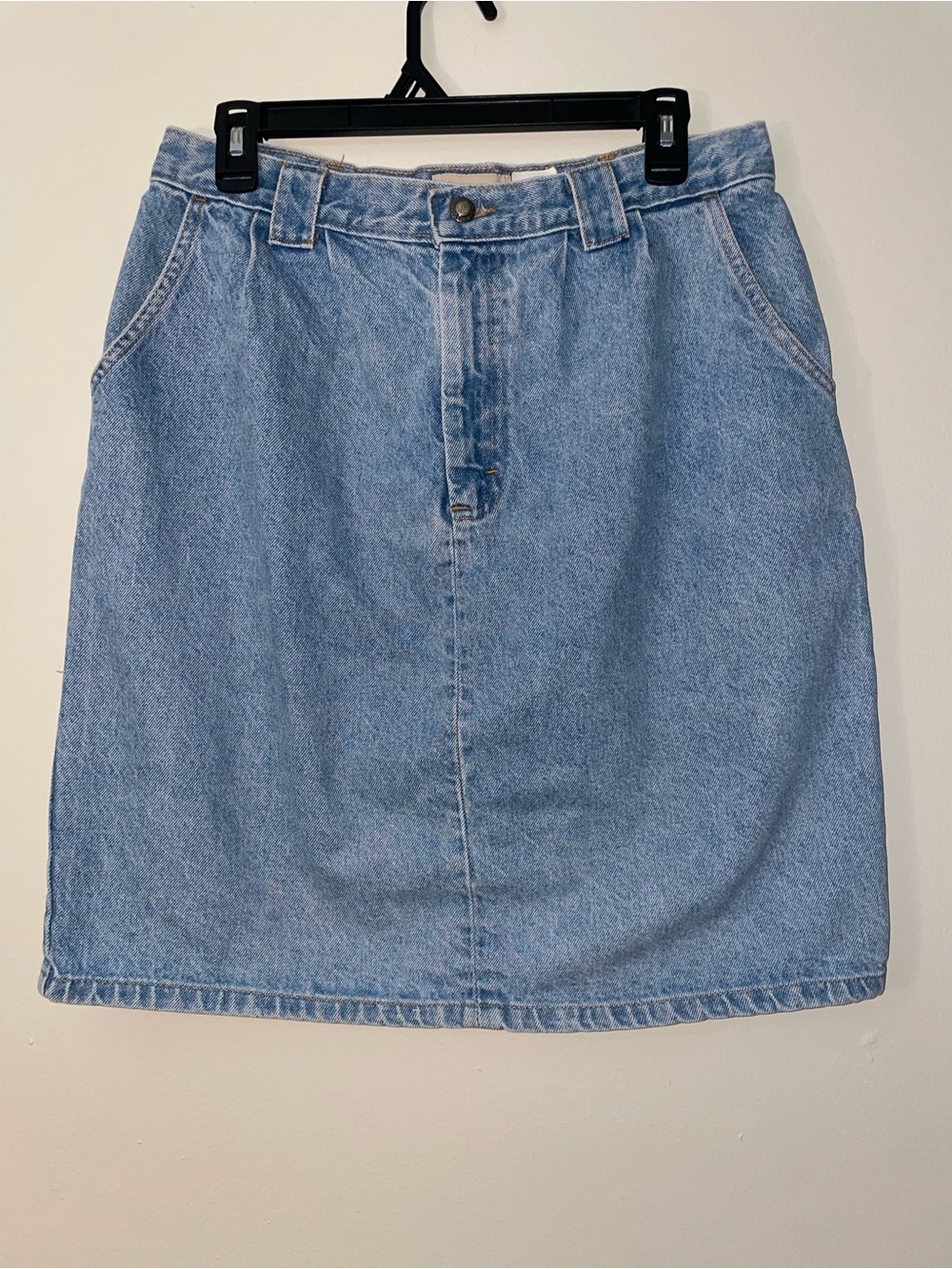VTG 90s Crossroads High Rise Pencil Light Wash Denim Pleated Front Skirt